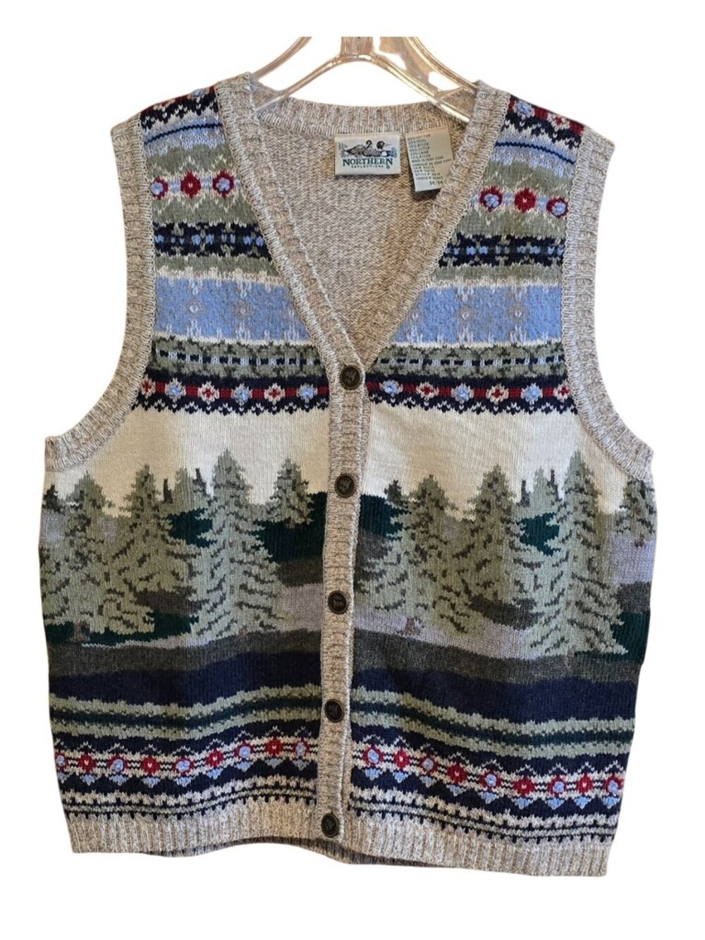 Sweater Vest Button Front Scenic Trees cottagecore grannycore academia teacher